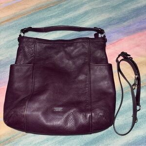 Coach shoulder crossbody Hobo pebbled bag dark plum